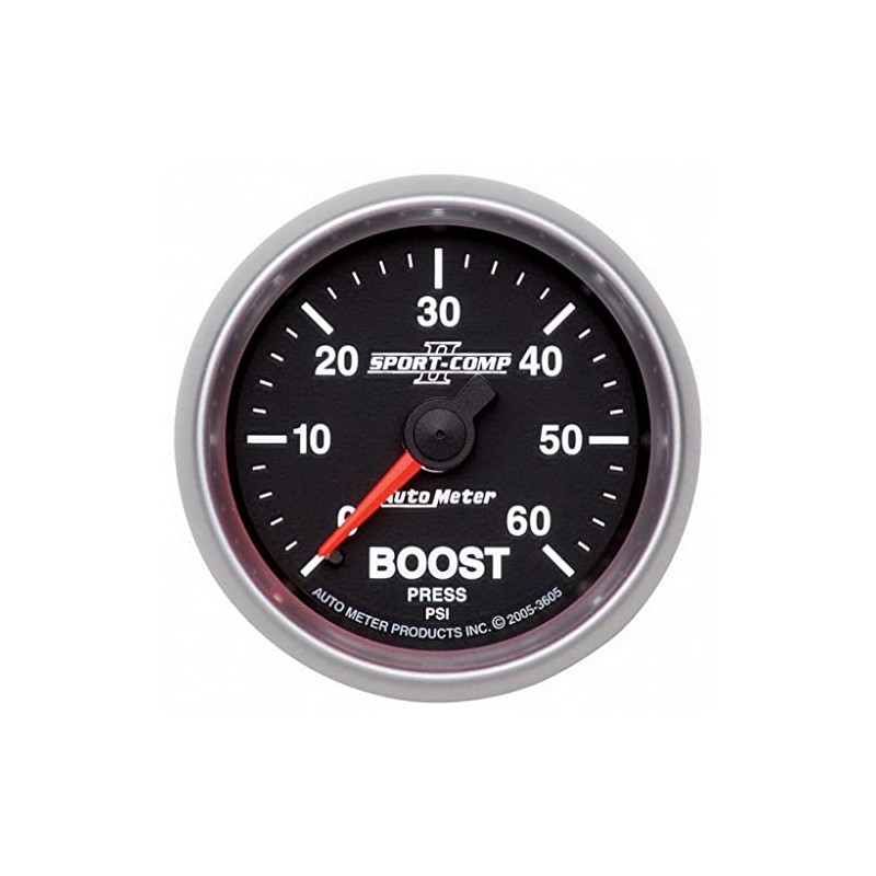 AutoMeter Sport-Comp II Boost Gauge Mechanical 52mm | 0-60 PSI