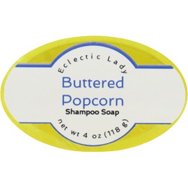 Eclectic Lady Buttered Popcorn Shampoo Soap Bar with Pure Argan Oil, Silk Protein, Honey Protein and Extracts of Calendula Flower, Aloe, Carrageenan, Sunflower - 4 oz Bar