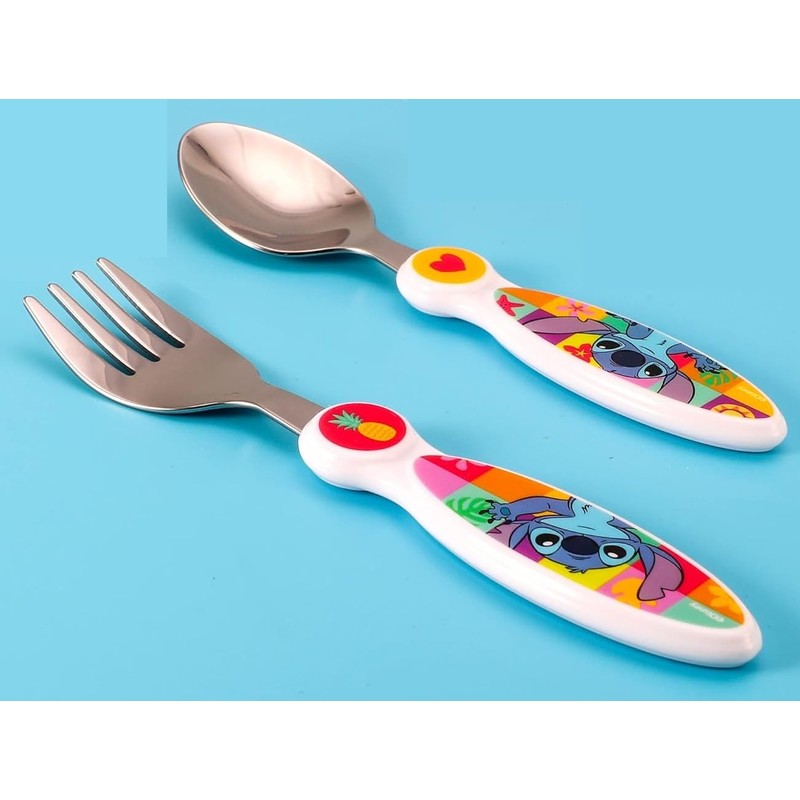 Children's Stainless Steel Cutlery Set - Fork and Spoon (Stitch)