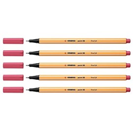 STABILO Pack of 5 Felt-Tip Pens with Fine Point 88 – 0.4 mm Grenadine Redaa