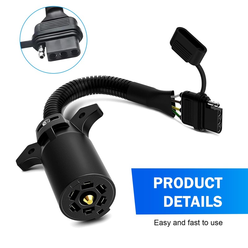 CyperFair 7 Pin to 4 Pin Trailer Adapter, Plug Play