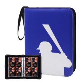 Baseball Card Binder, Collectible Trading Card Albums for 4 Pockets Trading Card Accessories Folder, 400 Pocket Sports Card Binder for Baseball Card, Football Card (Blue-Baseball)