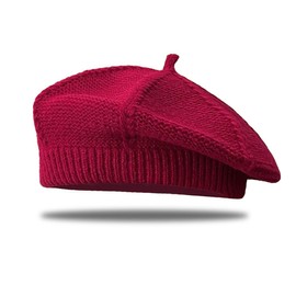 QOMJUFA Beret Women's Knitted Beret Hat Winter Classic Knitted Warm Soft for Winter and Autumn Beret Red One Size, Burgundy red