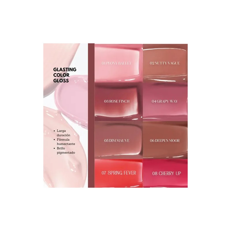 Brillo Labial Rom&nd Glasting Color Gloss para Volumen e Hidratación
