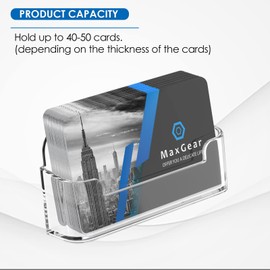MaxGear 4 Pack Acrylic Business Card Holder for Desk, Clear Plastic Card Holders Display Stand Desktop Cards Organizer for Home & Office, Acrylic Business Card Display, Business Card Stand Desktop