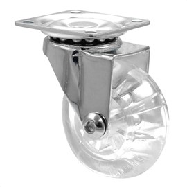 WAGNER Skater 03108501 Soft Swivel Castor Diameter 50 mm Height 65 mm Chrome-Plated Steel Transparent Mounting Plate 42 x 42 mm Load Capacity 40 kg