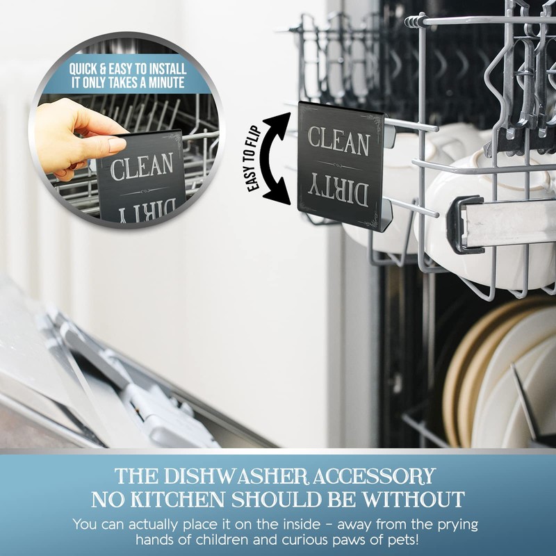Dishwasher Sign Clean Dirty Signs Stainless Steel Interior Indicator -