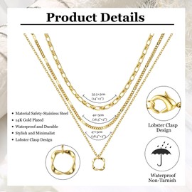 Kakonia Layered Necklaces for Women,14K Gold Plated/Silver Stacked Necklaces for Women,Dainty Pearl Paper Clip Chain Pendant Choker Necklace Set CZ Stackable Necklaces Trendy Y Necklace -GC