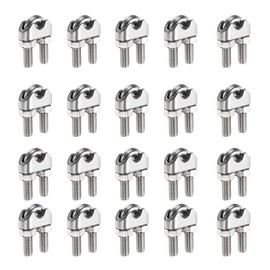 sourcing map 20 Pcs M6 Stainless Steel Wire Rope Clip Clamps, 1/4" Wire Rope U-Bolt Cable Clamps Saddle Fastener for Wire Rope Rigging Tent Rope Guardrail System