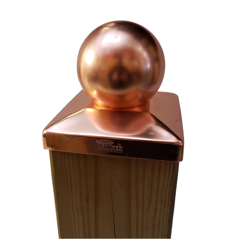 5.5" x 5.5" Solid Copper Ball Post Cap for True/Actual