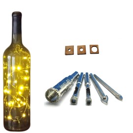 Diamond Drill Bit and Hole Saw Kit for Drilling Holes in Glass Bottles Plant Pots and Porcelain Spear Point Bits for Ceramic, Diamond Bits for Porcelain and Drilling Glass Bottles