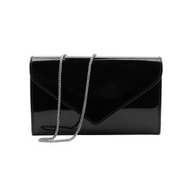 FLAIRFOLIO Womens Evening Handbags Patent, Cocktail Purses for Women Evening Party, Elegant Evening Clutch Purses for Women (Black)