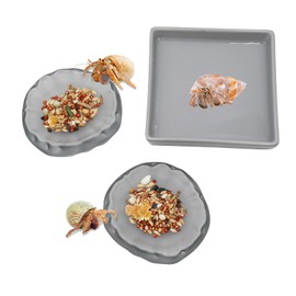 3 Pack Hermit Crab Food & Water Bowl, Ceramics Reptile Water Dish Food Bowl, Bearded Dragon Feeding Dish Kit, Tank or Aquarium Accessory for Turtle Tortoise Lizard Frog Snail Leopard Gecko