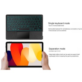 Keyboard Case Compatible with Xiaomi Redmi Pad SE 11'' 2023,Magnetic Detachable Backlit Keyboard with Trackpad, Adjustable Landscape/Portrait Stand