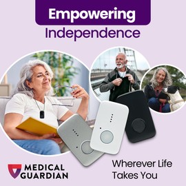 Medical Guardian MGMini | Medical Alert Device for Seniors | Water-Resistant, Emergency Call Button, 24/7 Monitoring, Step Counter, GPS Tracking | Monthly Subscription Required | Black