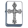 Perfection In Style Silver Flip Top Oil Lighter Vintage Cross Design 001