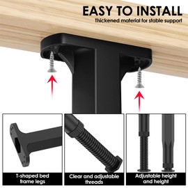 6PCS Adjustable Bed Frame Support Legs, 7.9-14.6 inch Bed Slat Support Legs, Heavy Duty Frame Center Slats Support Legs, Legs Furniture Replacement Parts for Bed/Sofa/Cabinet/Couch/Dresser/Table