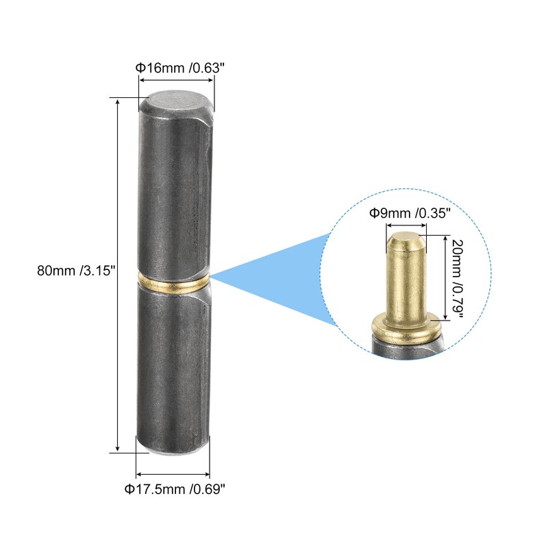 sourcing map 8Pcs Weld on Barrel Hinges, 3-1/8" x 10/16"