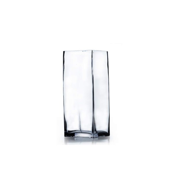 WGV Tall Square Vase Glass Block, Length 3", Height 6", Clear Bud Floral Container, Candle Holder, Planter Terrarium for Wedding Party Event, Home Office Decor, 1 Piece