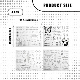 Bojueshaw Mini Herb Temporary Tattoo Sticker, Realistic Waterproof Arm Tattoos Flower Leaf for DIY Body Art, Cartoon and Letter Patterns