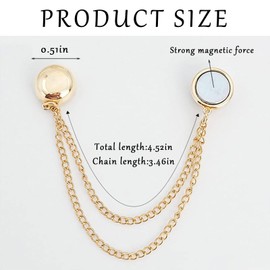 Hebterrka Pack of 8 Multifunctional Magnetic Clothes Clips, Strong Hijab Magnets with Long Chain, Versatile Magnetic Buttons without Needles, Brooch Clothing Hijab Pins