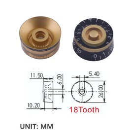 Metallor Electric Guitar Top Hat Knobs Speed Volume Tone Control Knobs Compatible with Les Paul LP Style Electric Guitar Parts Replacement Set of 4Pcs (Black with Gold Circle)