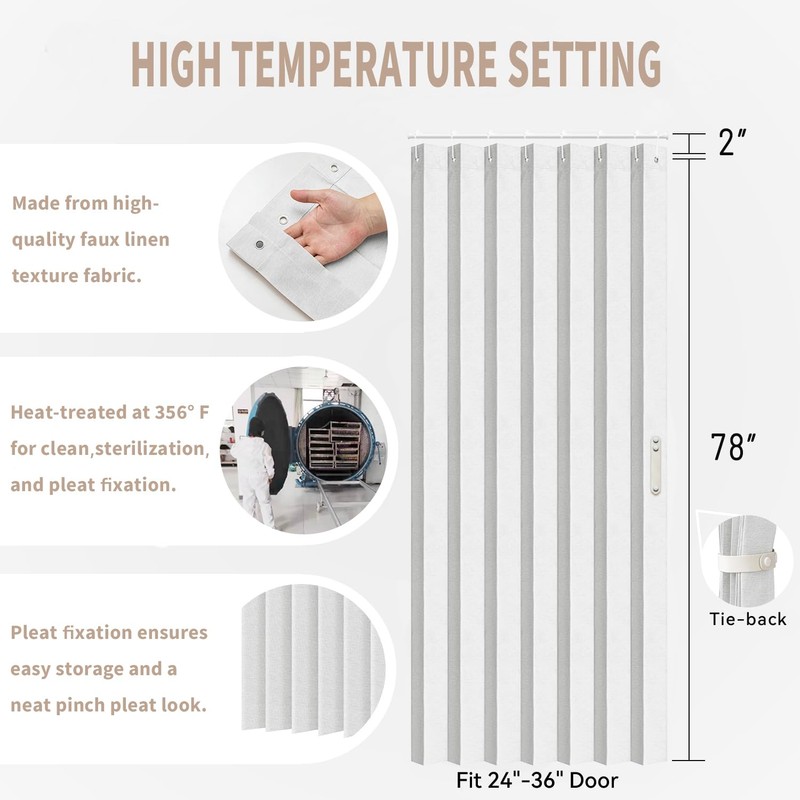 Vatge Accordion Door Curtains for Closet, Laundry Room Curtain for