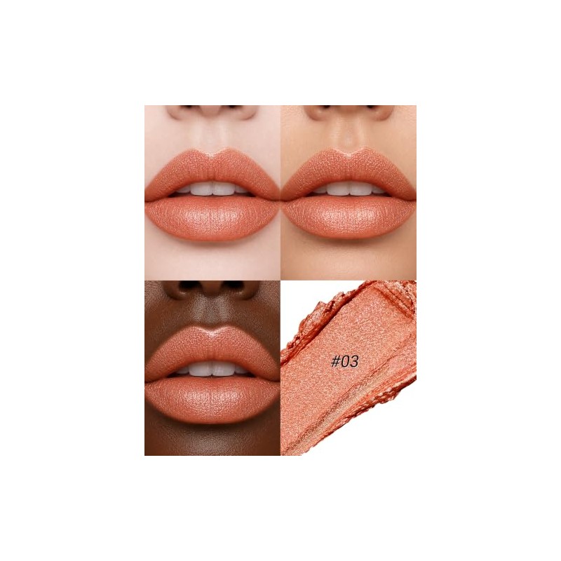 Erinde Lápiz Labial Mate con Purpurina Metálica, Tinte Labial Duradero,A03#