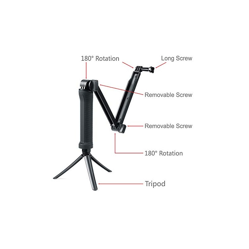 FitStill Waterproof 3 Way Tripod for Go Pro Hero 12/11/10/9/8/7/6/5/4