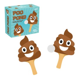 Global Gizmos 45909 Poo Pong Table Tennis Hilarious Kids Game | 2 Pads, 2 Balls, & Net, Brown