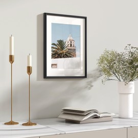 12x16 Picture Frame Black, Aluminum Picture Frames 12"x16", 12x16 Picture Frame with Mat for 8.5x11, 12 by 16 Frame Real Glass, 12 x 16 Metal Frame for Home Decor