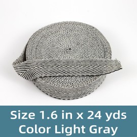 Transparia Light Gray Twill Tape Roll - 1.6" Wide and 24 Yards Long - Designed for Rug Tufting and Sewing DIY Crafts Home Decor, Herringbone Poly Cotton Twill Tape