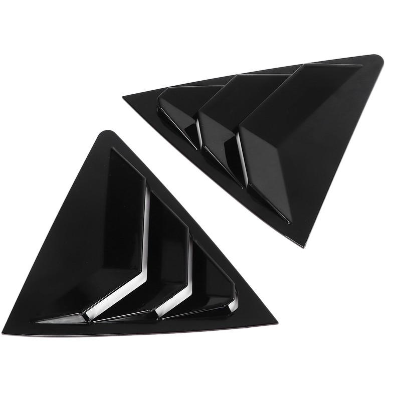 2pcs Gloss Black Rear Side Window Louvers Trim Air Vent