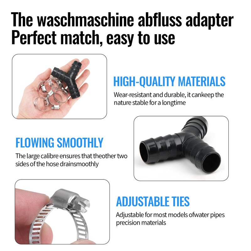 2 Pieces Dishwasher Washing Machine Drain Adapter, 3 Way Y