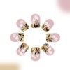 Short Press on Nails Square Fake Nails with Glitter Flower