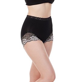 Toratani 421 Regular Length Microfiber Lace Box Panties with Good Texture, Black