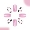 Medium Press On Nails Square Fake Nails Flower With Glitter