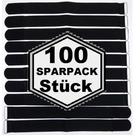 100 x 40 cm x 40 mm Resealable Velcro Cable Ties Black with Metal Eyelet - Cable Velcro Tape 400 mm Reusable