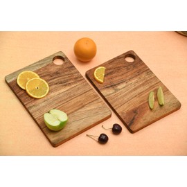 Affinity Decor Cutting Board Series, Acacia Wood Cutting Boards for Kitchen, Set of 2 Wooden Charcuterie Board, Organic Wood Board, Ideal for Chopping Meat, Fruits, Cheese 11.1"x7.9", 9.9"x7.1"