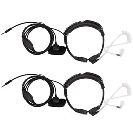 2X 3.5mm Adjustable Throat Mic Microphone Covert Acoustic Tube Earpiece Headset with Finger PTT for Android
