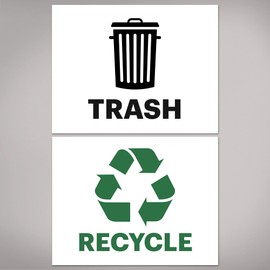Avery Recycle and Trash Stickers, Green and Black Signs for Bins, Containers, Garbage Cans, Walls, Waterproof, UV Resistant, Preprinted, 8.5" x 11", 4 Total