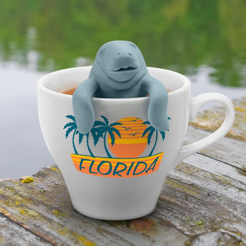Genuine Fred, MANATEA, Manatee Reusable Silicone Tea Infuser, Blue, Fun