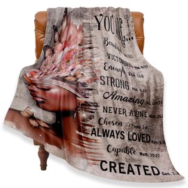 Yookeb African American Throw Blanket Black Girl Woman Lady Quotes Inspirational Positive Motivational Soft Warm Gift Flannel Blanket for Couch Sofa Chair Bed or Dorm, 50 x 60 Inch