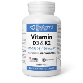 Preferred Nutrition® Vitamin D3 & K2 1000 IU • 120 mcg 120 Softgels • MK-7 • Canadian Company