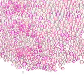 CoCud Iridescent Glass Tiny Bubble Beads, 0.4-3mm 10g No Hole Micro Mini Round Pink Water Droplets Beads - Applications: for Resin Filler, Nail Art, Dollhouse Bath Tub