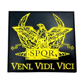 SPQR Ancient Roman Republic Veni Vidi Vici PVC Airsoft Paintball Velcro Patch Cosplay Patch (Yellow)