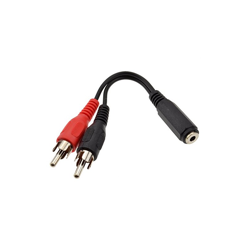 3.5mm Stereo Jack Socket to Twin Phono RCA Plugs Adapter