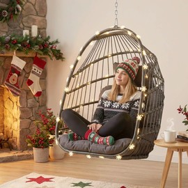 Nicesoul Patio Hanging Egg Chair No Stand, Foldable Ceiling Egg Basket Chairs Without Stand Indoor Outdoor, 350lbs Egg Shell Swing Hammock Chair with Cushion for Backyard, Balcony, Outside, Dark Grey