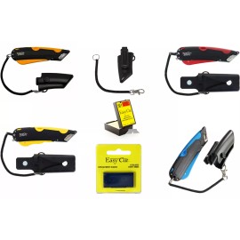 EASYCUT Easy Cut World's Best Safety Box Cutter Knives - Easy Cut Holster and Lanyard
