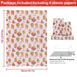 NEPOG Christmas Capybara Wrapping Paper, Lovely Capybaras Christmas Gift Wrap, 6 Sheets Folded Flat 20x28 Inches per Sheet for Kids Girls Boys Men Women Xmas Decorative Paper and Birthday
